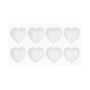 Molde de silicona en forma de corazón con 8 cavidades, herramienta para hornear pasteles con forma de diamante, para mousse de chocolate, DIY - Product Image 3