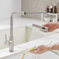 Robinet de cuisine gourmet 304 SUS multifonction, extractible à 360° °   Robinet de cuisine avec bec pivotant, mélangeur d'eau chaude et froide
