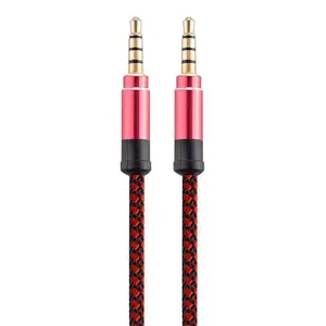 Kabel Aux jalinan ungu kabel Stereo mobil kabel Speaker Audio 3.5mm kabel Audio adaptor Jack untuk kabel Aux ponsel Stereo mobil