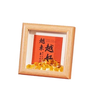 Chinese Products 2026 Hot Sale Wooden Square <b>Frame</b> With Red Fortune Card And Yellow Crystals For Feng Shui Wall Hanging Decor - Product Image 1