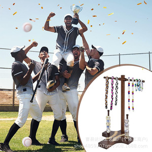 Wooden Champion <b>Ring</b> Holder 17x20x32cm Desktop Jewelry Display Stand For <b>Rings</b> <b>Necklaces</b> Bracelets - Product Image 2
