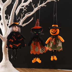 Adornos de Halloween lindos muñecos de peluche bruja calabaza araña fantasma colgante DIY Horror casa jardín decoración Halloween decoración 2024 - Product Image 2
