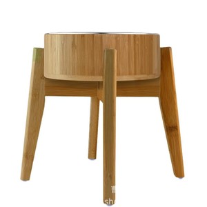 Soporte para tazón de mascotas de bambú y madera, estación de alimentación individual para gatos y perros, diseño antivuelco, 38x24x10cm - Product Image 5