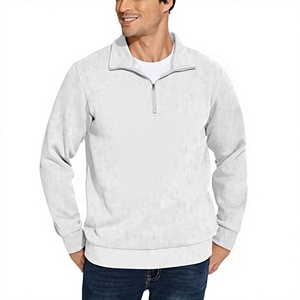เสื้อสเวตเชิ้ตผู้ชายสีขาวแบบซิป ¼  ทรงคลาสสิก ผ้าหนา แขนยาว คอเต่า - Product Image 1