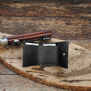 Vintage Slim Genuine Leather RFID ID Card Holder Mini Multi-Function Wallet with Open Closure Portable and Convenient for Men - Product Image 1