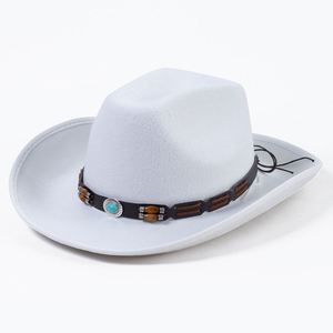 Sombreros de Vaquero de Fieltro Mexicano con Cuentas de Madera, Novedad al por Mayor, Sombreros de Vaquero Occidentales Morados de Moda Europea y Americana para Mujer - Product Image 6