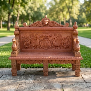 Panca Decorativa da Esterno per Giardino e Parco, in <span class=keywords><strong>Marmo</strong></span> Intagliato, con Scultura Animale in Pietra Naturale Anticata, Personalizzabile - Product Image 1