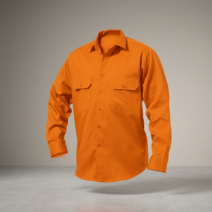 เสื้อเชิ้ตทำงานผู้ชายสีส้ม ติดกระดุม ผ้าฝ้าย 100% กันยับ ระบายอากาศดี ขายส่งชุดยูนิฟอร์มทำงาน - Product Image 3