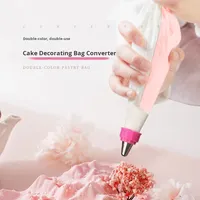 Adaptateur pour poche à douille, embout à glaçage bicolore, petit convertisseur de douille décorative en plastique pour la décoration de gâteaux à double couleur