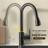 Robinet de cuisine extractible pour hôtel, mural ou sur comptoir, eau chaude et froide, tête de pulvérisation rotative, mitigeur en céramique à poignée unique