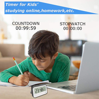 Timer Stopwatch Getar J&R Layar Besar Peringatan Senyap Magnetik 23H59M59S LED Berkedip Getaran untuk Dapur dan Ruang Belajar