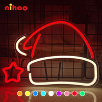 NIHAO Enseigne néon acrylique de Noël pour publicité commerciale sur vitrine, Décoration LED USB personnalisée