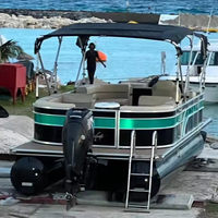 Bateau ponton en aluminium soudé certifié CE de 23 pieds (7 m) avec moteur de 150 CV, vitesse de 40-50 km/h, pour usage touristique sur lac et rivière