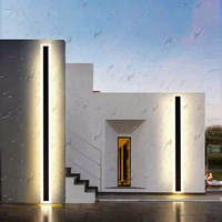 Applique murale extérieure minimaliste 12W 12V LED haut/bas, bande longue, base en acier inoxydable, étanche IP65, polycarbonate, jardin, 3500K