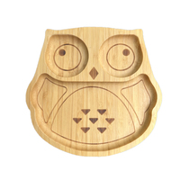 Assiettes à dîner en bambou à ventouse avec logo personnalisé, mignonnes, en forme de renard, mouton, lapin, éléphant, singe, lion, koala, pour enfants et bébés