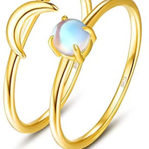 Juego de anillos de pareja de pulgar de <span class=keywords><strong>Luna</strong></span> y sol chapados en oro de Plata de Ley 925 para mujer - Product Image 6