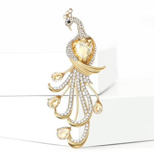 Nouvelle <span class=keywords><strong>broche</strong></span> en alliage, motif paon et phénix, ornée de strass, pour femme, à porter sur manche ou comme épingle, idéale pour cheongsam et soirées - Product Image 4