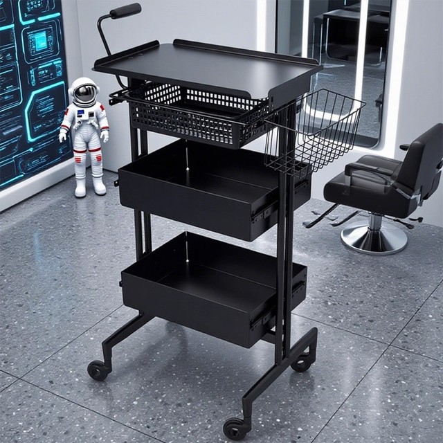 New-style Metal Hair Salon Cart Multi-functional Storage Rack Dedicated to Salons Styling Coloring Beauty Trolley Barbershops