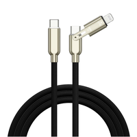 Câble de charge rapide USB C vers C et USB C vers Lightning 2-en-1 100W 6A, câble de transfert de données USB 2.0 tressé 480 Mbps pour iPhone, iPad, ordinateur portable