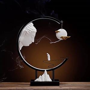 Brûleur d'encens électrique en bois à refoulement d'eau pour décoration intérieure, porte-encens suspendu en cascade - Product Image 3