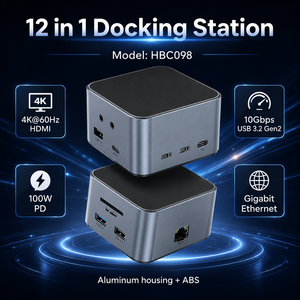 12-in-1 <span class=keywords><strong>USB</strong></span> <span class=keywords><strong>C</strong></span> Docking Station CUBE 4K 60Hz <span class=keywords><strong>HDMI</strong></span> 10Gbps Type <span class=keywords><strong>C</strong></span> HUB กิกะบิตอีเธอร์เน็ต SD TF เครื่องอ่านบัตร100W PD สำหรับแล็ปท็อป - Product Image 2