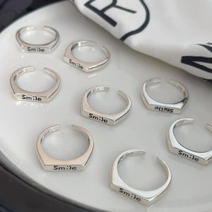 Smile Letter <b>Open</b> <b>Ring</b> S925 Sterling Silver Women's Everyday Wear Jewelry - Product Image 4