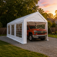 Abri de voiture extérieur 3x6m avec parois latérales fermées et porte à fermeture éclair en acier galvanisé avec revêtement anti-UV pour berlines/SUV/camions