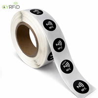 Étiquettes NFC personnalisées imperméables Dia25/30mm, autocollant NFC 213, puce intelligente 13.56MHz, autocollant en papier enduit, autocollant NFC anti-métal