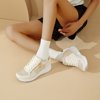 Chaussures décontractées pour femmes en gros, nouveau design, baskets à strass, chaussures à plateforme en maille respirante, chaussures de marche à semelle épaisse pour femmes