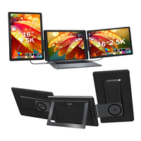 Pantalla LCD Dual Extendida de 16 Pulgadas con Retroiluminación LED, Resolución 2.5k, Flexible, Desmontable, Vertical y Horizontal, Monitor Triple Portátil
