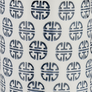 Vaso Decorativo in Ceramica con Motivo Blu e Coperchio Dorato per Soggiorno, Camera da Letto e Sala da Pranzo - Product Image 4