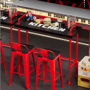 Combinación <span class=keywords><strong>de</strong></span> mesa alta y silla <span class=keywords><strong>de</strong></span> madera maciza para el hogar, mesa <span class=keywords><strong>de</strong></span> pared larga <span class=keywords><strong>de</strong></span> hierro creativa para juego <span class=keywords><strong>de</strong></span> Bar, uso en tienda <span class=keywords><strong>de</strong></span> té <span class=keywords><strong>de</strong></span> la leche - Product Image 5