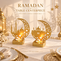 Décorations du Ramadan, Eid Mubarak, chandelier islamique, décoration de la maison, centre de table, croissant de lune, mosquée, porte-bougie à la lumière de la bougie tealight