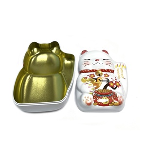 Boîte en fer blanc porte-bonheur en forme de chat Maneki Neko, grande taille, sac de la fortune, emballage cadeau, recyclable, écologique, Chine - Product Image 3