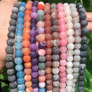 Cuentas de Piedra Mate Desgastadas al por Mayor de 6/8/10MM, Ágatas Agrietadas Esmeriladas para Pulseras de Joyería DIY - Product Image 5