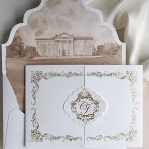 Carte de vœux personnalisée de luxe en papier coton avec impression offset dorée, invitation de mariage, cartes de remerciement en relief, enveloppes personnalisées - Product Image 2