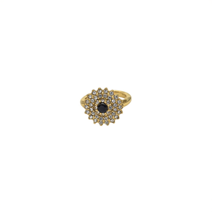 Crystal Cluster <b>Ring</b> PVD Gold Plated 316L Stainless Steel Flower Vintage Unisex Sustainable Resistant Jewelry - Product Image 2