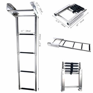 Escalera telescópica para barco ISURE de acero inoxidable de 4 secciones con riel deslizante para uso marino - Product Image 3