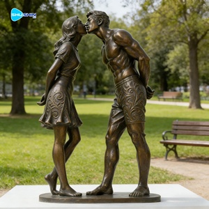 Estatua de Bronce de Pareja Besándose a Tamaño Real, Fundida a Mano, <span class=keywords><strong>Escultura</strong></span> Romántica para Exhibición en Jardín Exterior - Product Image 2