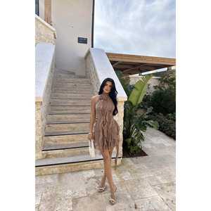 Vestido de Fiesta con Volantes Polina Marrón - Product Image 1