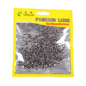 Vente en gros SS031 50 pièces/sac Connecteurs à émerillons de pêche en acier inoxydable à trois voies en forme de baril - Product Image 2