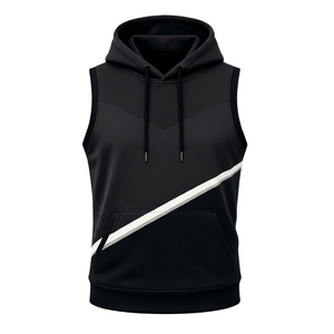 Débardeur d'entraînement à capuche en coton personnalisé pour homme, respirant, séchage rapide, écologique, anti-boulochage, pour musculation - Product Image 1