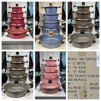 Juego de 10 Ollas de Cocina de Aluminio 20/24/28/32/28CM, Acabado Profesional con Efecto Mármol, Fabricación China, Envío Inmediato, Superficie Ondulada