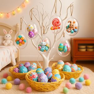 Decoración de Pascua, Huevos de Plástico Transparente Huecos <span class=keywords><strong>para</strong></span> Decorar - 10 cm - 10 Piezas y Decoración de Huevos - Product Image 2