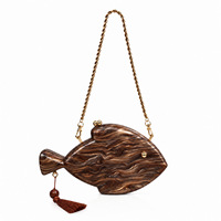 Pochette de soirée en acrylique marbré en forme de poisson, sac à main de luxe pour femme, sac à bandoulière de créateur, sac de banquet