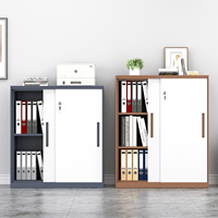 Armoire de classement basse moderne en acier avec porte coulissante verrouillable pour le rangement de documents d'archivage au bureau ou à domicile