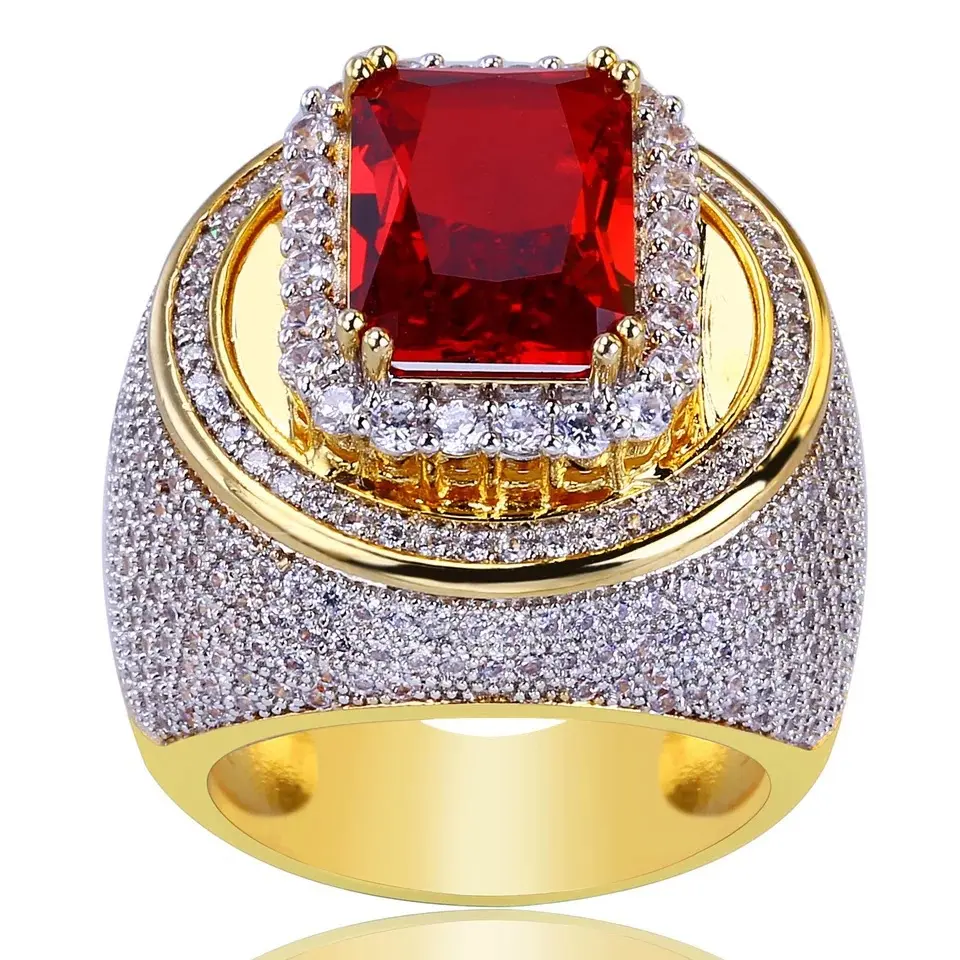 Anillo de rubí con incrustaciones para mujer, de aleación de diamante, sortijas doradas geométricas ovaladas, accesorios de joyería versátiles, regalos