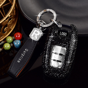 Pour Audi A4 A4L TT A6 A8 Smart 3 boutons étui à clés de voiture avec cristal Bling strass PC Type de fermeture suspendue - Product Image 2