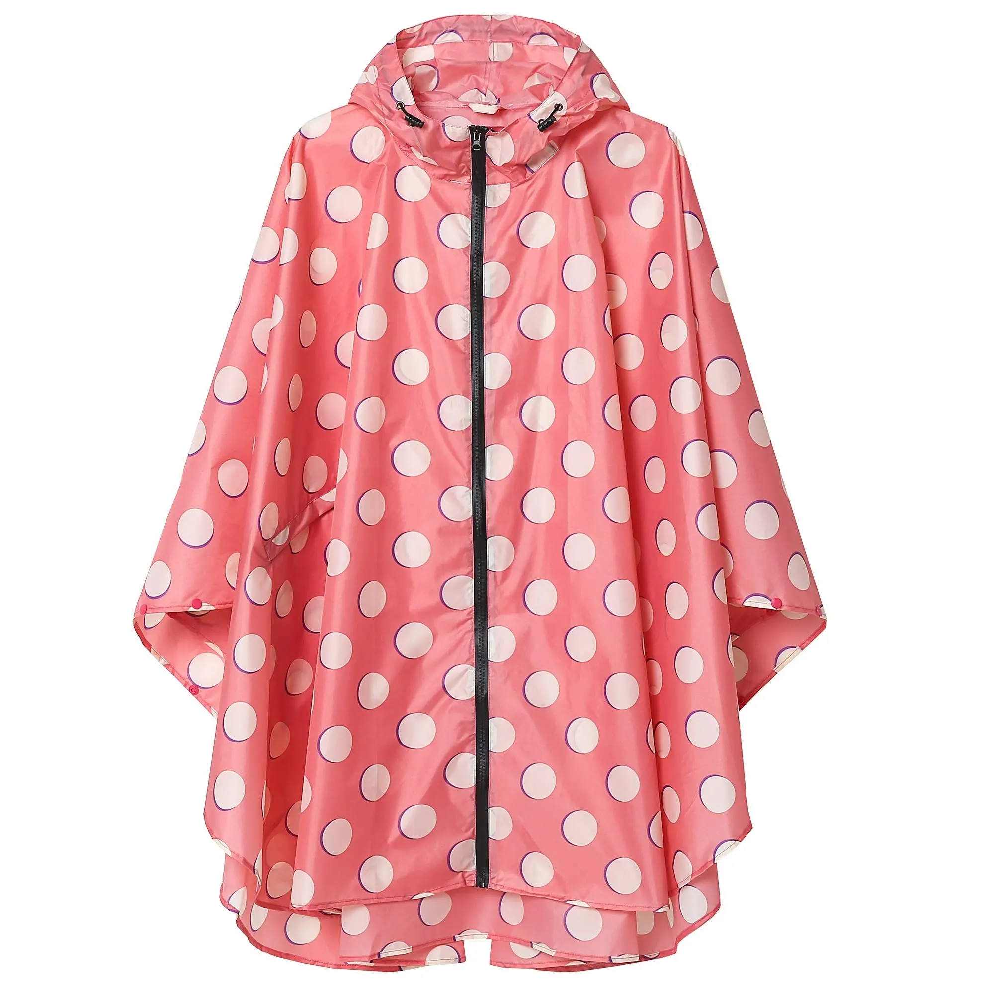 Sexy Girls Pink Polka Dot Plastic Pvc Rain Coat Best Seller Pvc Coating Impermeables Printed Rain Coat