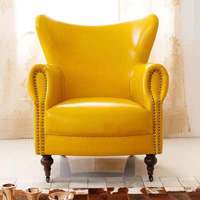 Fauteuil Tigre Nordique à Dossier Haut, Luxe Léger, Mobile, Rembourré en Latex, en Cuir Véritable, pour Salon, Chambre, Hôtel, Café, Canapé Simple